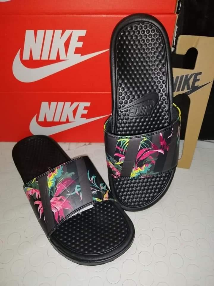 nike slippers floral
