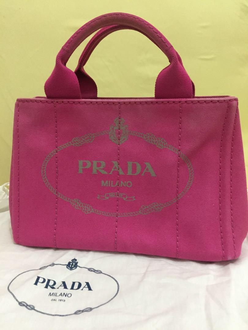 prada pink canvas tote