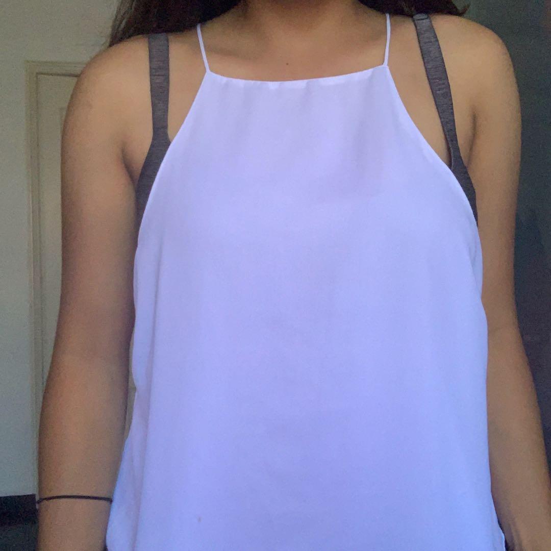 White Halter Top, Women's Fashion, Tops, Sleeveless on Carousell