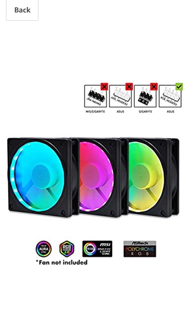 EZDIY-FAB 12V RGB LED Fan Frame for 120 mm Case Fan mounting ...