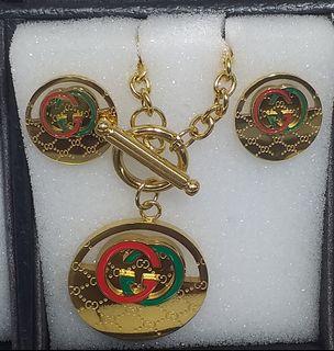 Gucci earrings and pendant non tarnish surgical stainless steel hypoallergenic