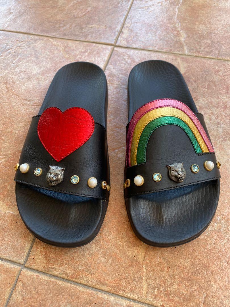 Gucci pursuit heart and rainbow slides US 6 Luxury Sneakers