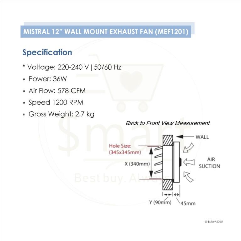 *Installation available*Mistral Ventilation Exhaust Fan 8" 10" 12" Wall