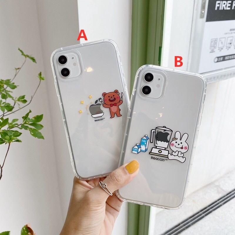 Iphone Case Cartoon Cute Couple Bear Rabbit Phone Case Iphone 11 Pro Max X Xs Max Xr 8 7 6 6s Plus Se Soft Silicone Clear Cover Mobile Phones Gadgets
