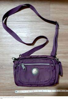 Kipling purple crossbody / beltbag / multi pocket nylon handbag