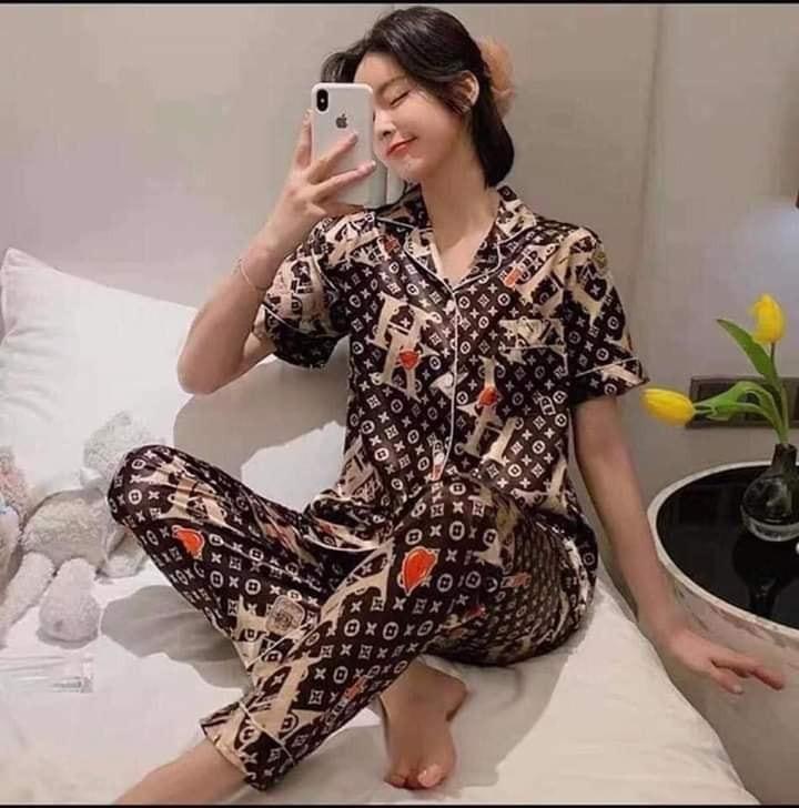 Korean Fashion Ladies Louis Vuitton Silk Pajama Set Women s