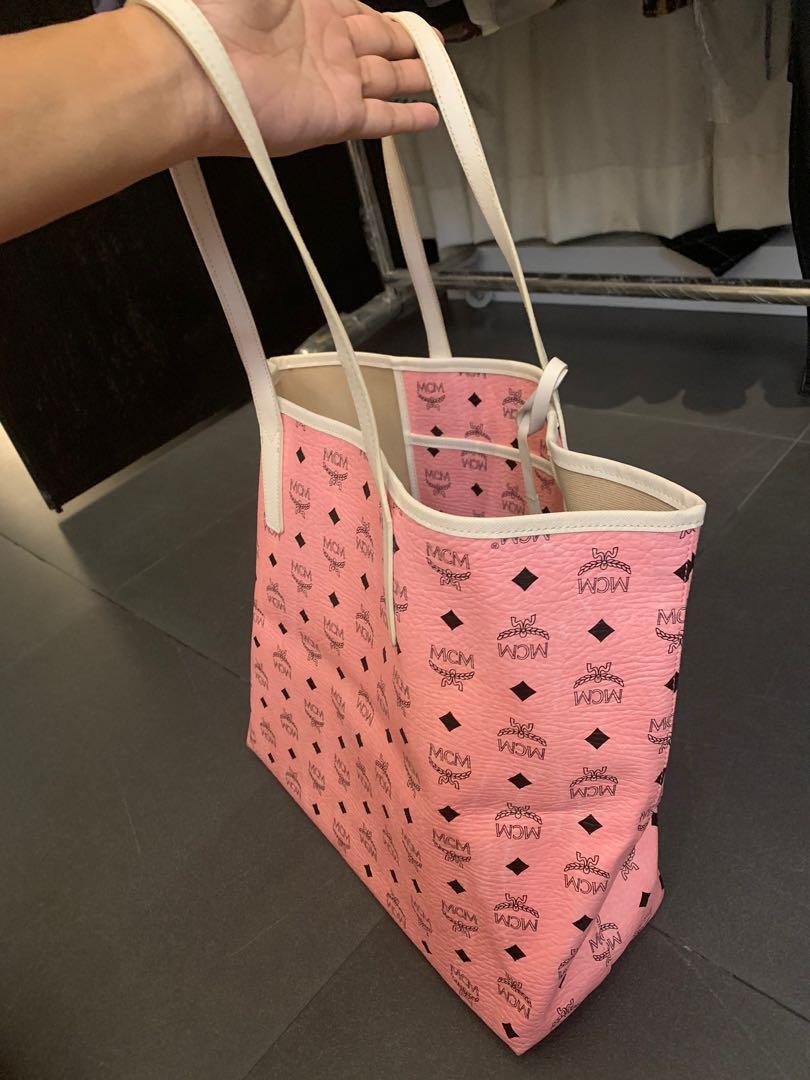 Mcm pink hot sale tote bag