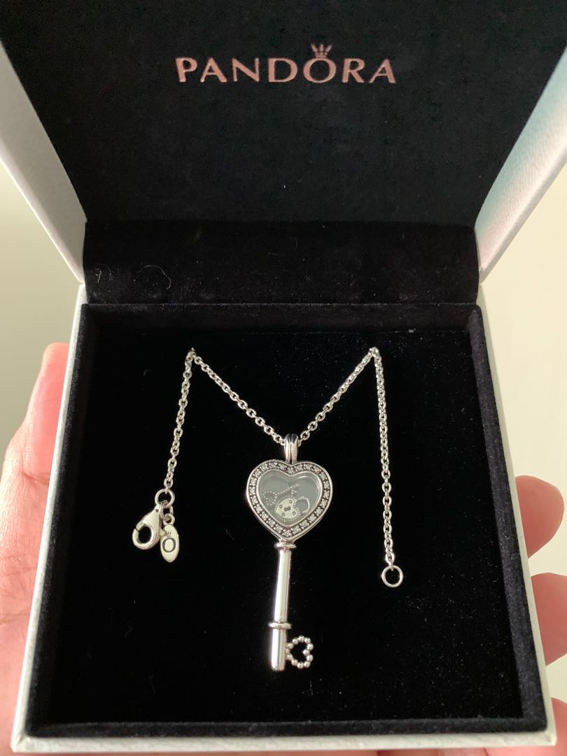 Slovenien Ulempe succes Pandora Pink Heart Key Floating Locket Necklace 80cm