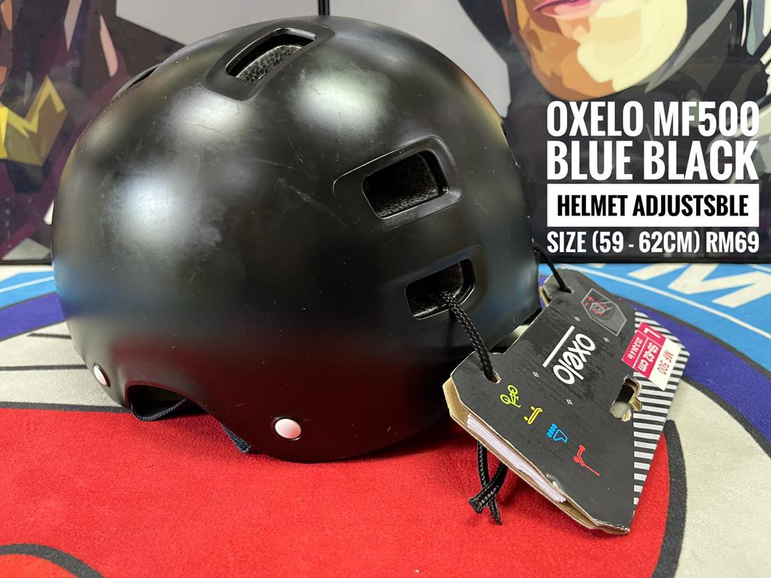Oxelo Mf500 Blue Black Helmet 59 62cm Sports Equipment Sports Games Skates Rollerblades Scooters On Carousell