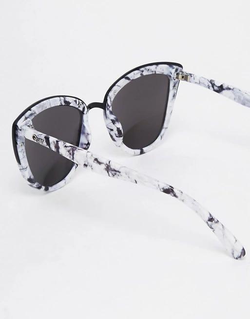 Quay Australia My Girl Mirror Cat Eye Sunglasses in Marble Frame
