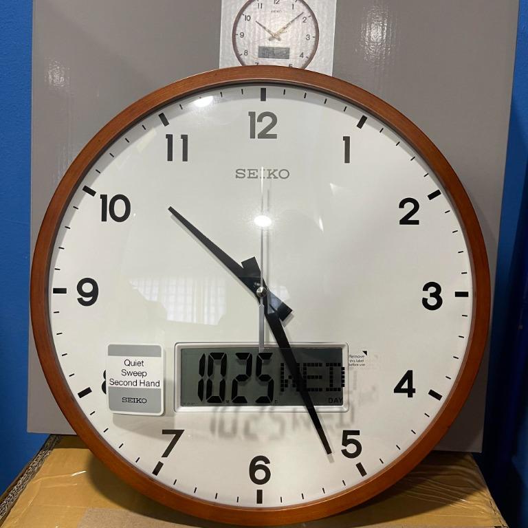 Seiko QXL008B Wooden Case Analog Digital Wall Clock QXL008 QXL, Furniture &  Home Living, Home Decor, Clocks on Carousell