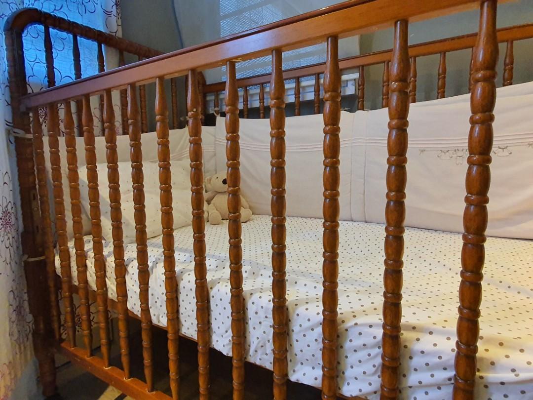 Teak Wood Baby/Toddler Bed +Bonpoint Bumper, Babies & Kids, Baby