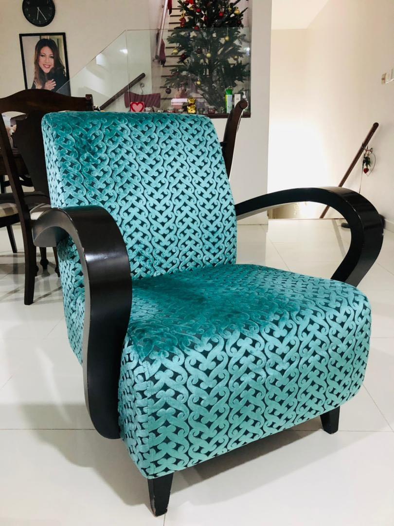 Tiffany store blue sofa