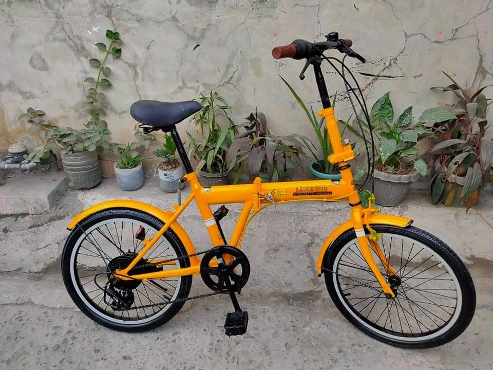 Yellow folding best sale bike