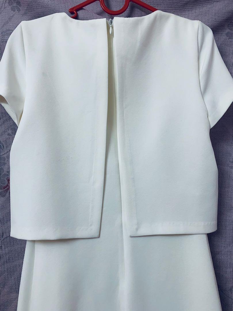 zara trafaluc white dress Short Sleeve Romper-Size X-Small Second Bite DRAPED MIDI DRESS POPLIN HALTER DRESS - White