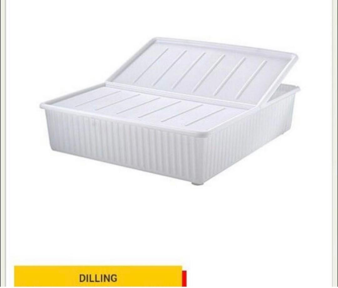 Ikea storage bins under outlet bed
