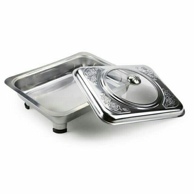 5pcs Buffet SET (Category: Cookware & Accessories) located in Kuala Lumpur. Submitted by nurulyatim85 (Listing ID 1078933913, Image 2). Description: nca 🦋5 PCS BUFFET EMBOSSED / BUFFET TRAY SET RM100 sm FREE POSTAGE 🎉 5 set 34x28 buffet set ✓5 x cover ✓5x tray ✓20x kaki ✓Size 34x28cm deep 5cm ✓Capacity 5L ✓Stainless steel ✓Cover with embossed patterns and glass 🙋‍♀ wasap.my/60122466764/5pcsbuffetsetnca.