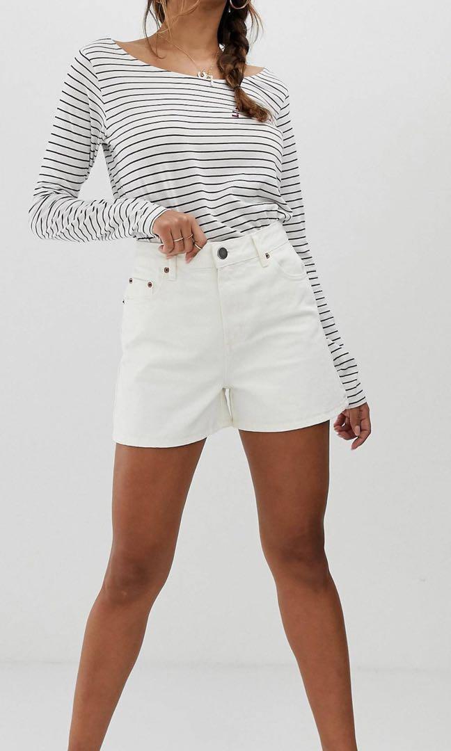 White denim mom hotsell shorts