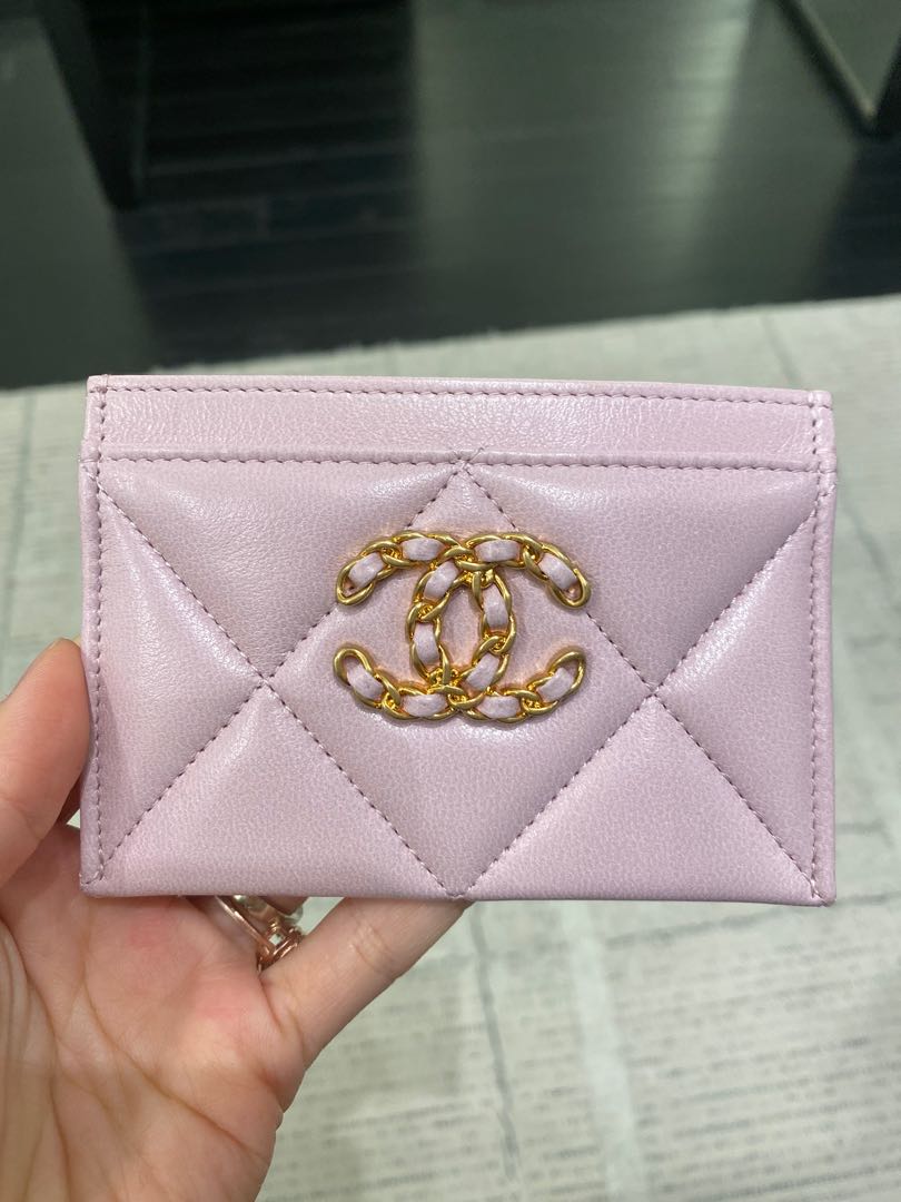 Chanel 19 Cardholder 21S light pink, Luxury, Bags & Wallets on Carousell