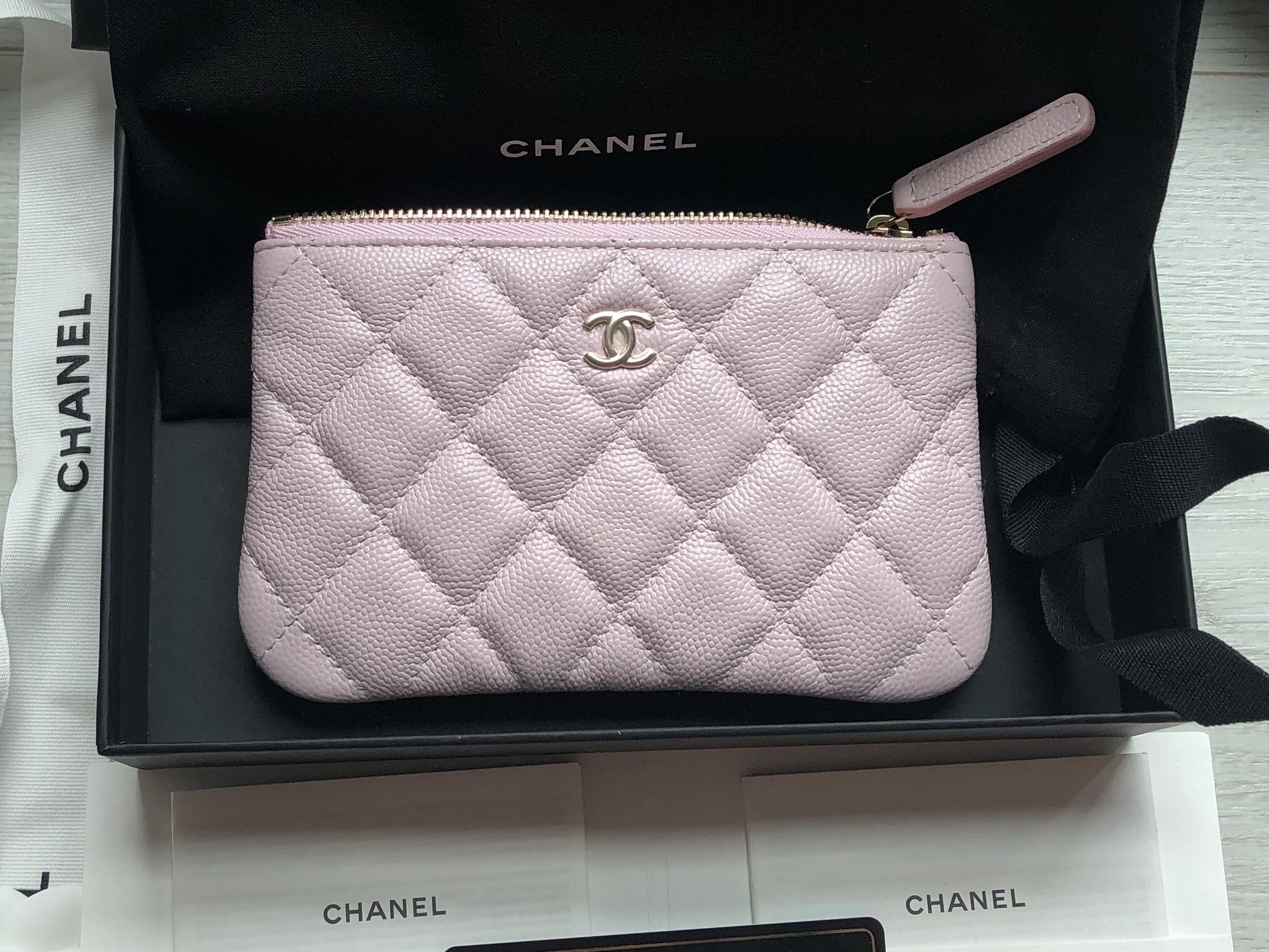 CHANEL Mini O Case Pouch in 21A Raspberry Caviar