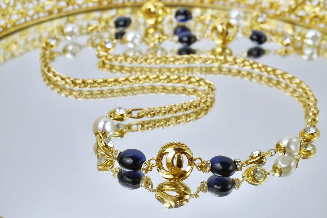 Chanel Gripoix Vintage 珍珠藍寶石琉璃80年代絕版款 銅鑼灣店現貨 名牌 首飾 Carousell