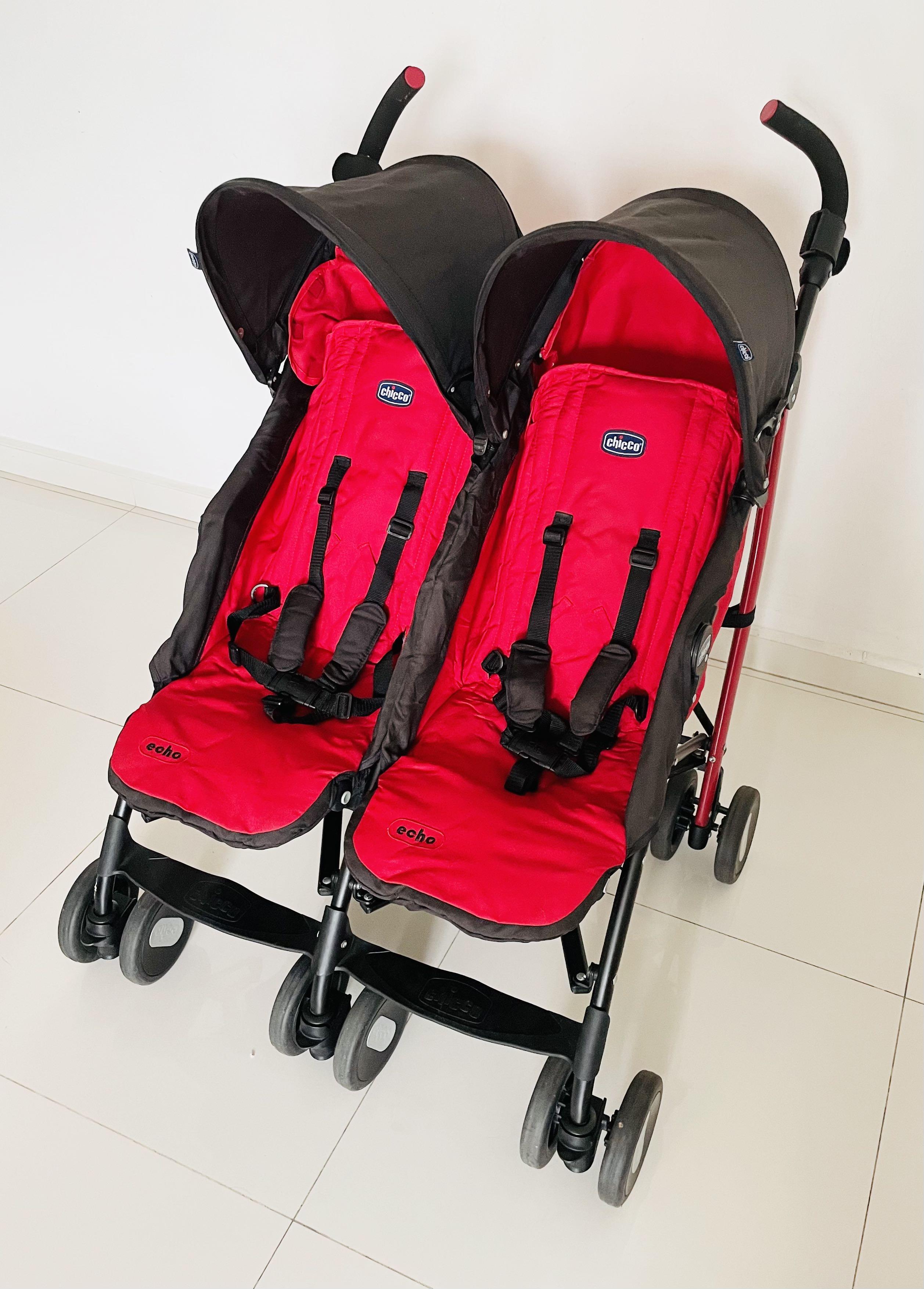 Chicco Echo Twin Garnet Stroller, Babies & Kids, Out, Strollers on