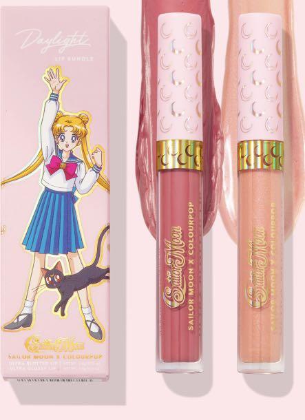 Colourpop x Sailor Moon Daylight Lip Bundle Lipstick (Category: Makeup) located in Manila. Submitted by trendystash (Listing ID 1078911390, Image 1). Description: Don’t be a crybaby! The Daylight Lip Bundle includes Moon Tiara Ultra Glossy Lip, a yellow orange gloss with gold and pink pinpoints, and Usagi Ultra Blotted Lip, a sheer mid-tone pink lip. .
