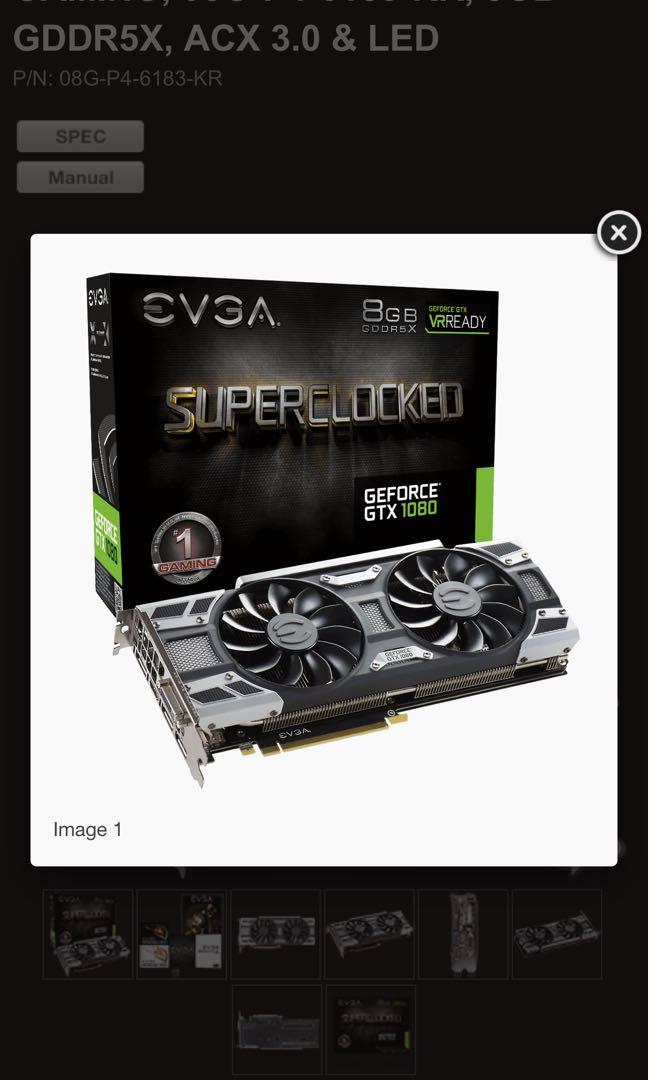 EVGA GeForce GTX 1080 SC GAMING Computers Tech Parts