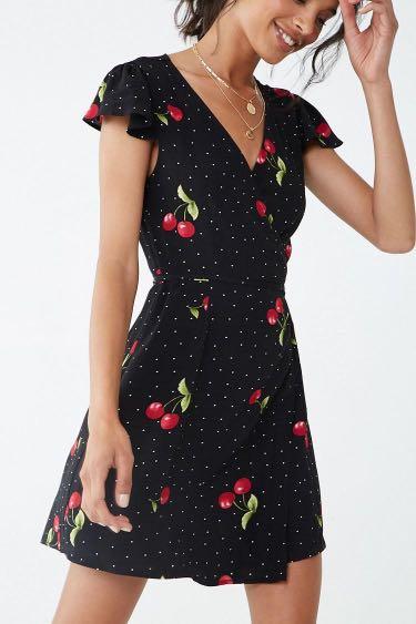 Forever 21 cherry wrap outlet dress
