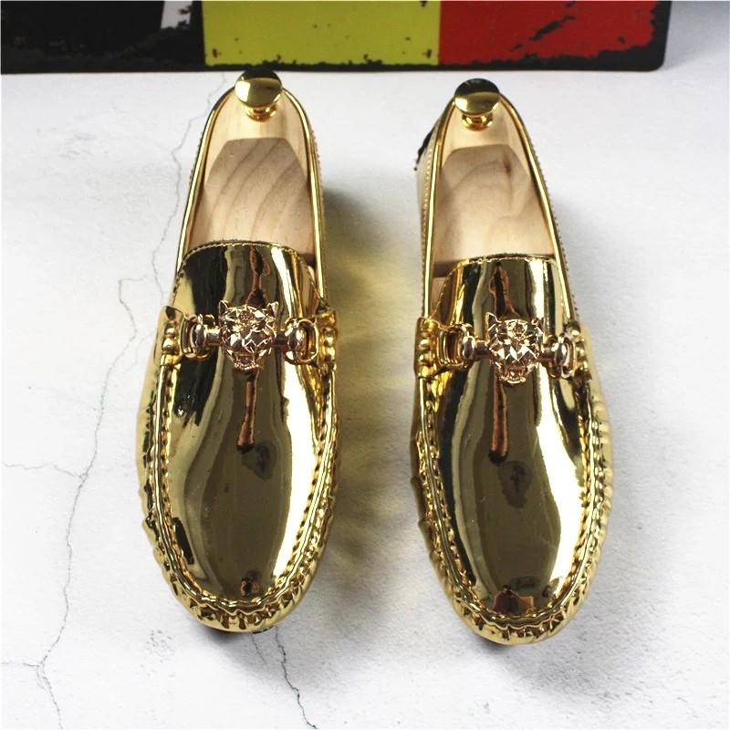 Gold silver Men formal loafers slipon shoes size 38 48plus size