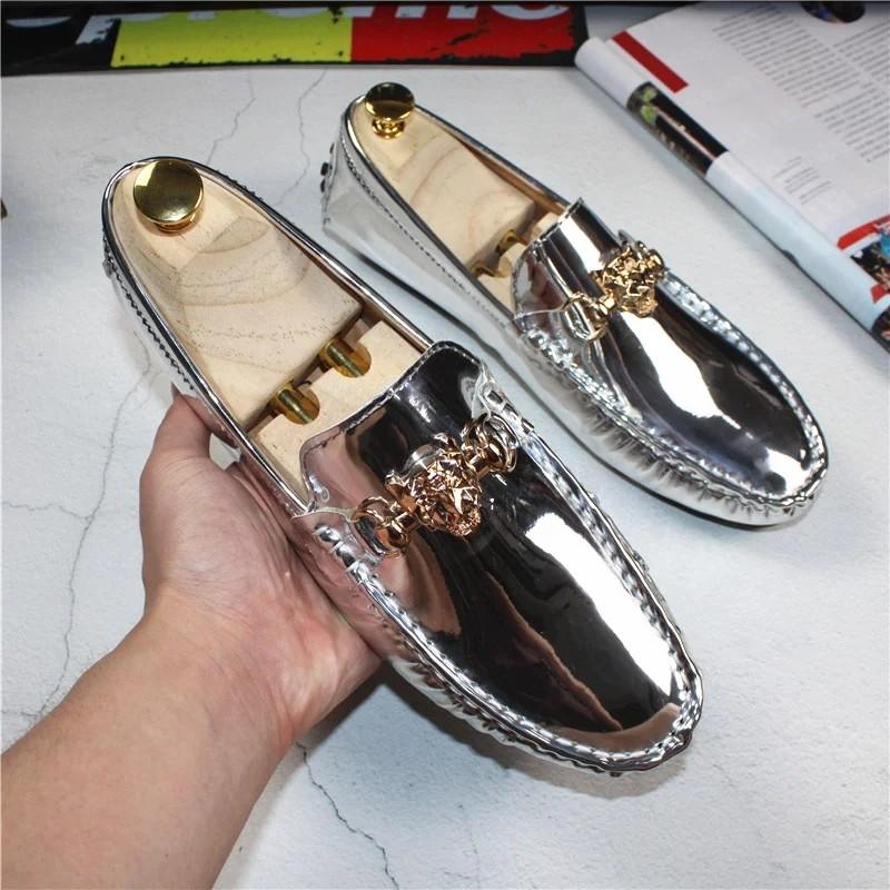 Gold silver Men formal loafers slipon shoes size 38 48plus size