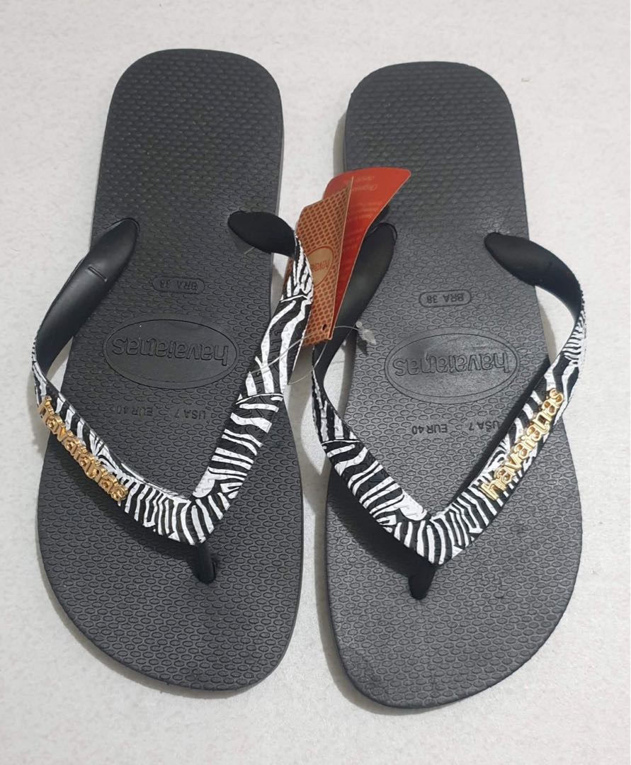 Havaianas Pambahay Black Zebra Slippers, Women's Fashion, Footwear ...