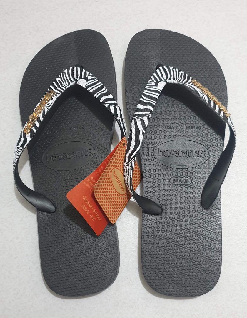 Havaianas Pambahay Black Zebra Slippers Women s Fashion Footwear Slippers and slides on Carousell