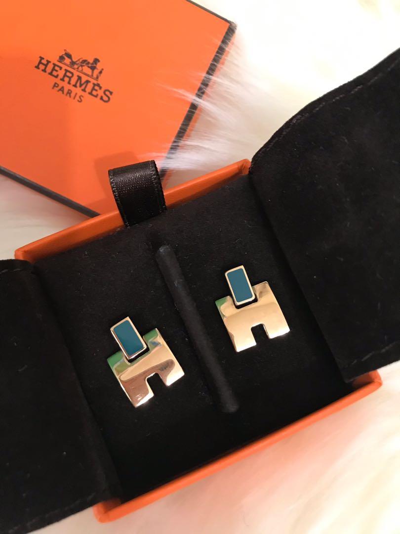 Hermes Eileen Earrings green with rose gold