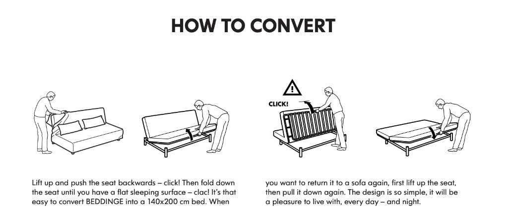 ikea beddinge lovas 3 seat sofa bed furniture home living furniture sofas on carousell