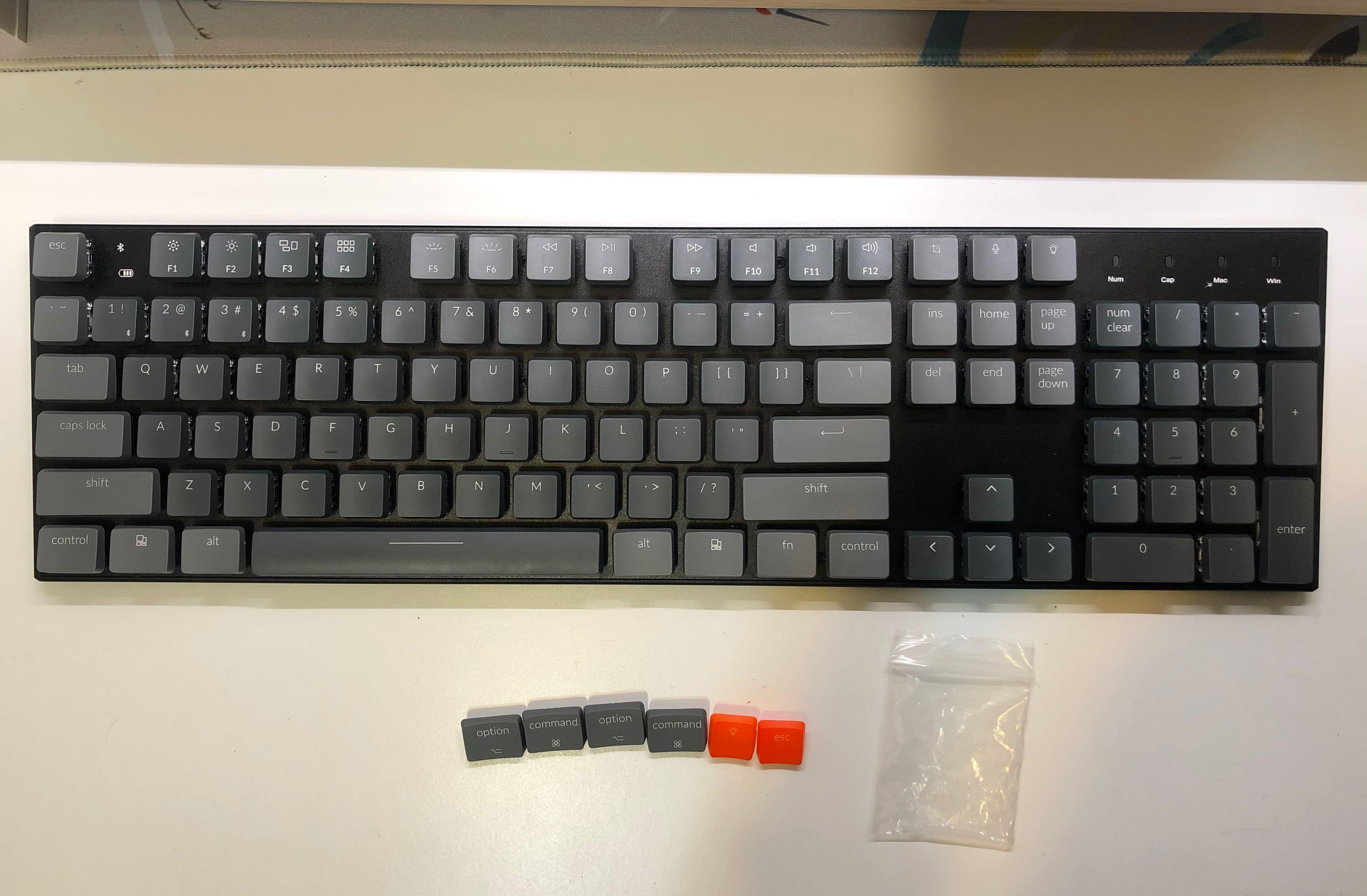 Keychron K1 104鍵RGB 無線機械鍵盤茶軸Mechanical Keyboard, 電腦