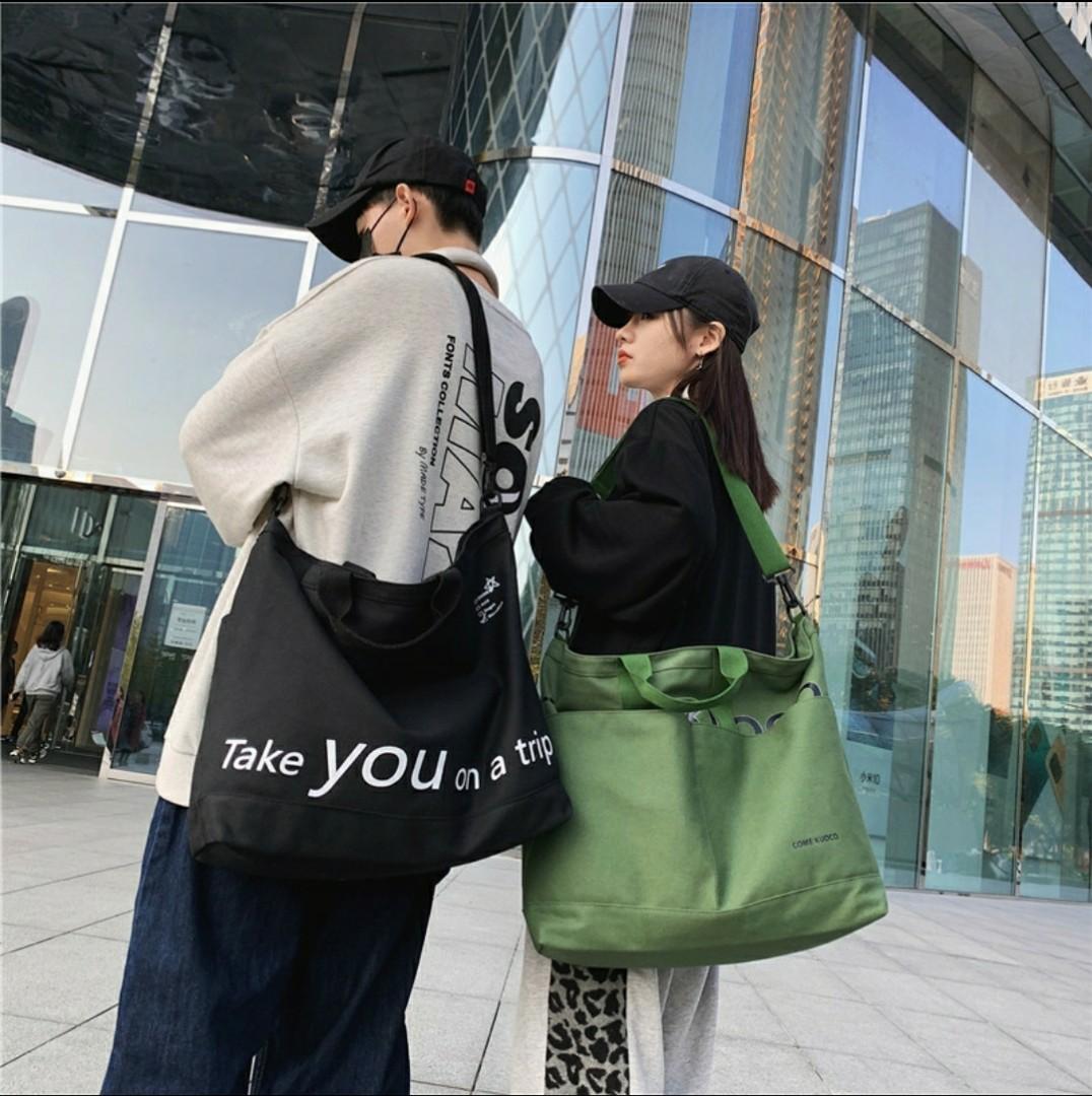 Large Big capacity men women ulzzang korean canvas tote bag crossbody bag
