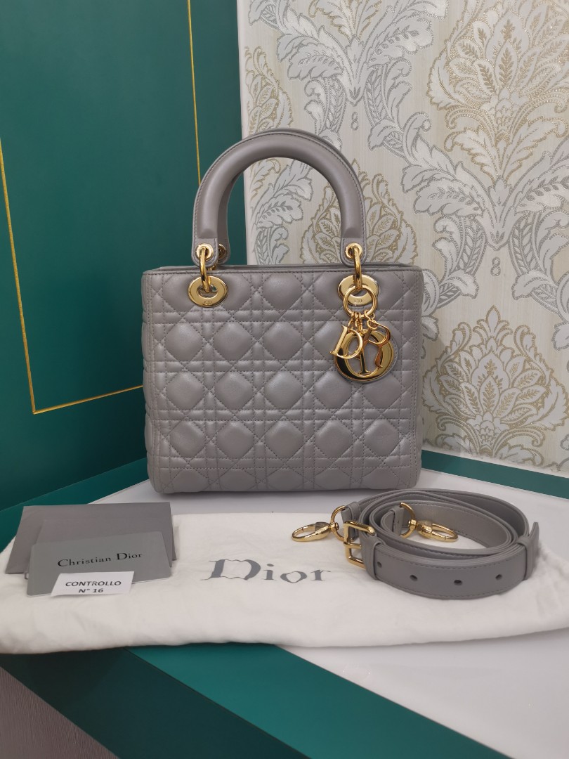 Lady dior medium grey on sale