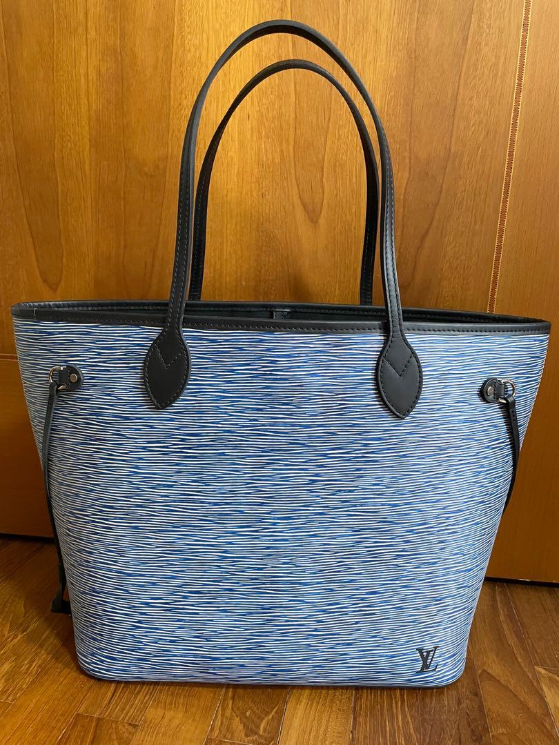LV Neverfull MM Blue Tote Bag