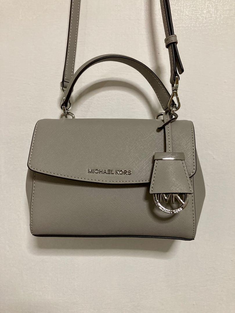 Mk Ava Extra-small Saffiano Leather Crossbody Bag - Pearl Grey