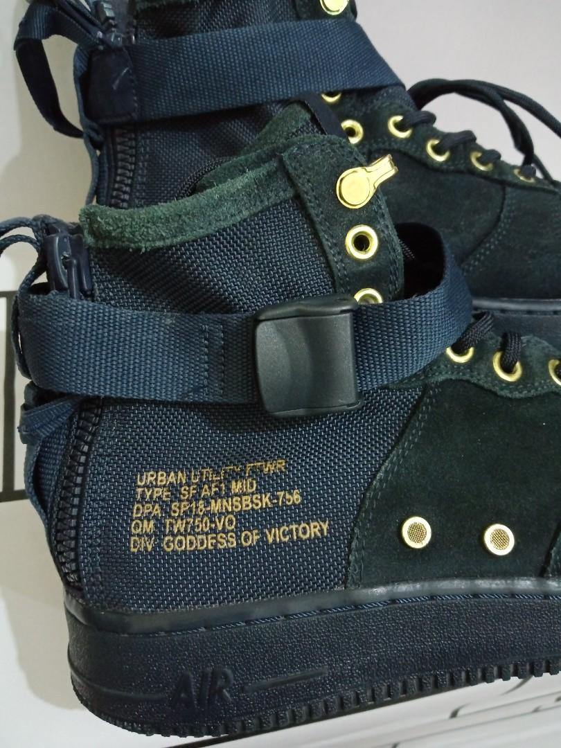 nike sf air force 1 mid obsidian metallic gold