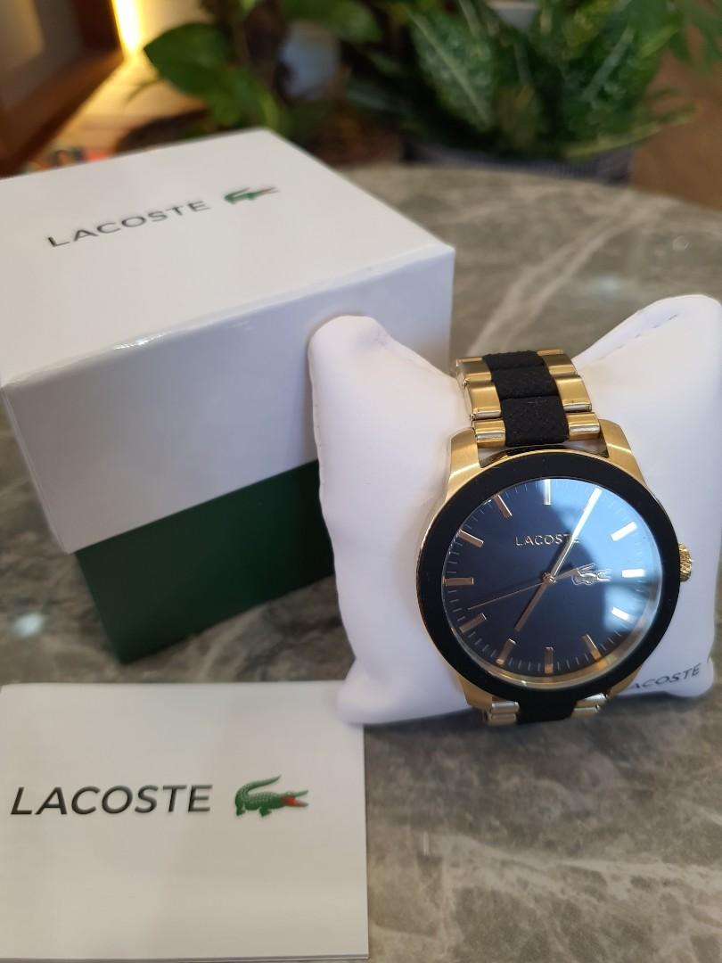 Orig New Lacoste Black Gold Watch for Men 245