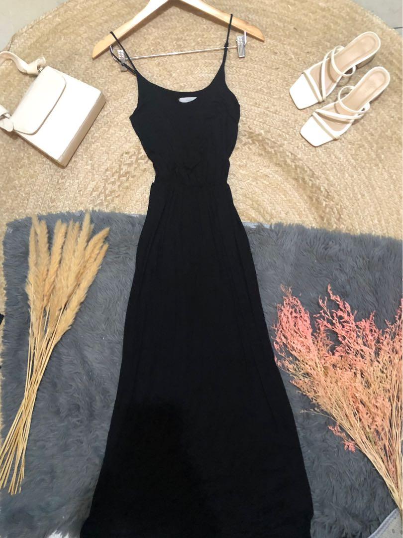 Plain black long dress on sale