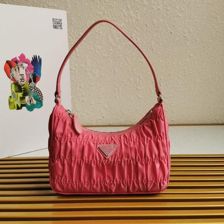 prada nylon and saffiano leather mini bag