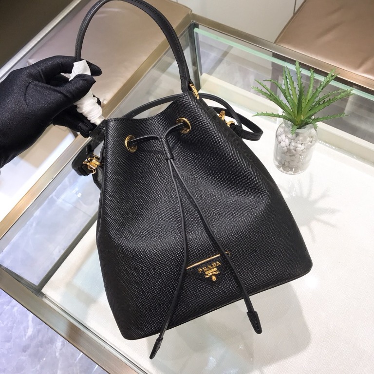 Prada Saffiano Leather Bucket Bag in Blue