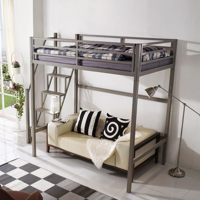 Firm Loft Bunk Bed Apartment Iron, Bunk Bed With Side Ladder