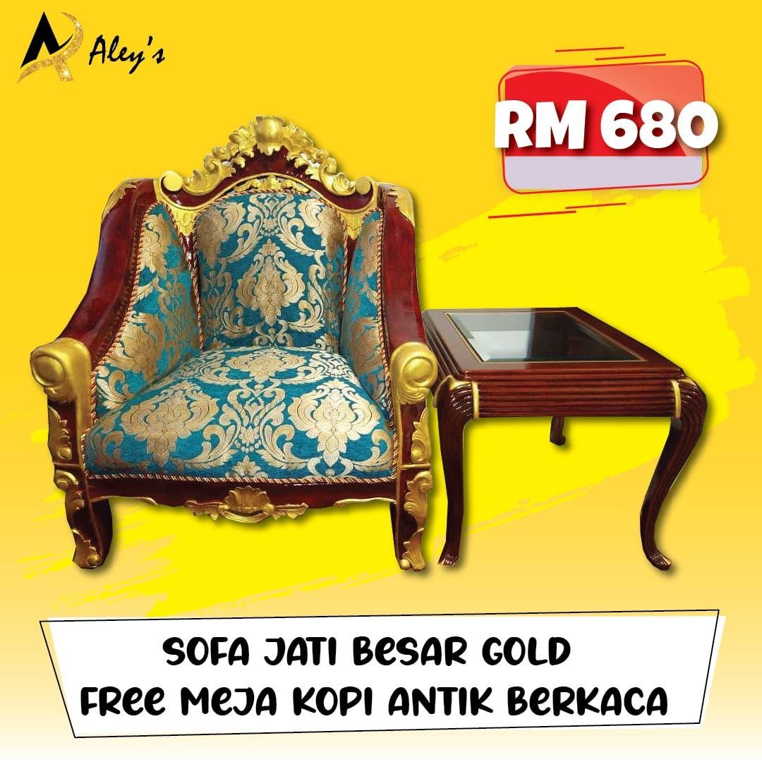 Sofa Jati Besar Gold, Furniture & Home Living, Furniture, Sofas on