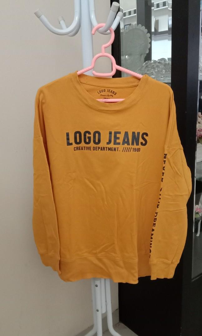 sweater Logo Jeans, Fesyen Wanita 