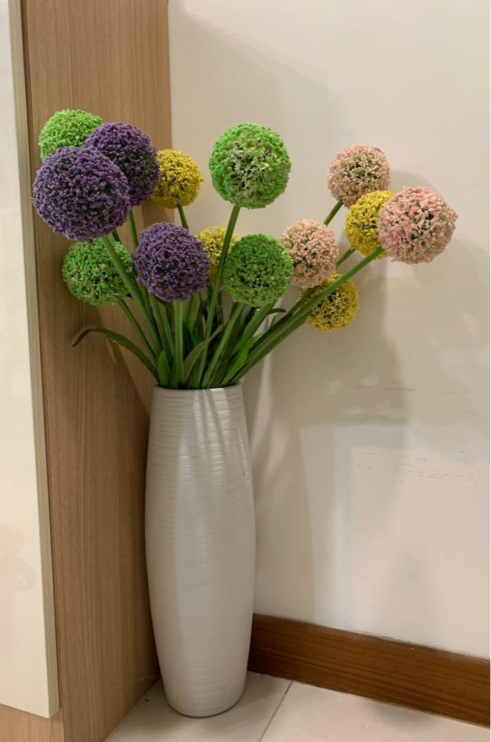 Tall Vase With 16 Artificial Flowers Furniture Home Living Home Decor Artificial Plants Flowers On Carousell