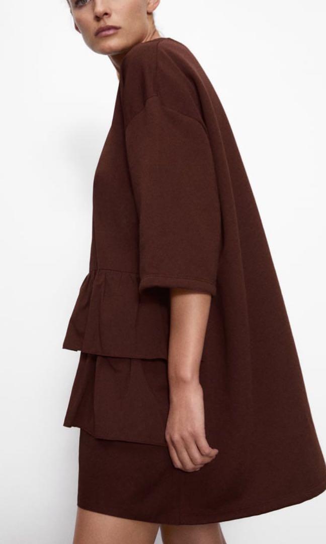 Zara burgundy shirt sales dress